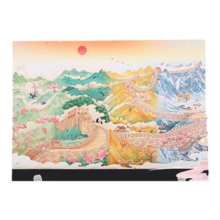 2026马年3d立体纸雕台历日历周历中国风万里长城四季可手撕的摆件