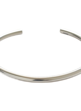 通体极简风纯银镀18k黄金手镯