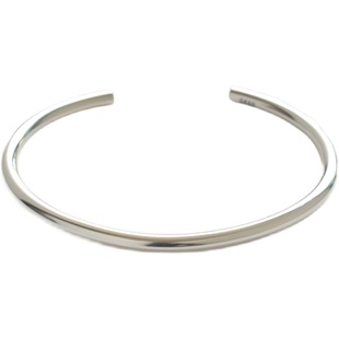 无怯实心通体990足银极简光面女纯银镀18k黄金手镯重工百搭手环