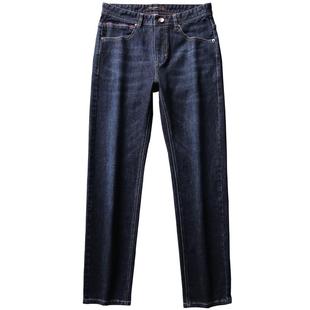 皮尔卡丹2025冬新款男士加绒加厚男款黑色裤直筒弹力高端牛仔裤男