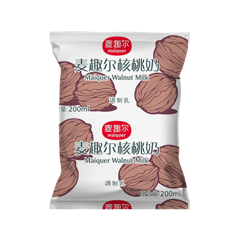 麦趣尔新鲜枕核桃奶200ml/袋新疆核桃风味奶调制乳早餐奶