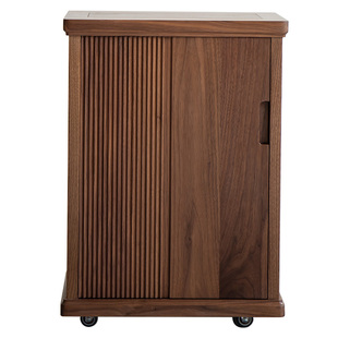 空器新中式小茶水柜黑胡桃木茶边柜实木移动烧水边柜茶车茶水台