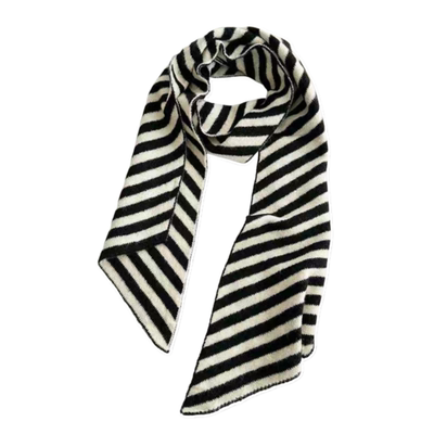 黑白斜条纹长款围巾女保暖