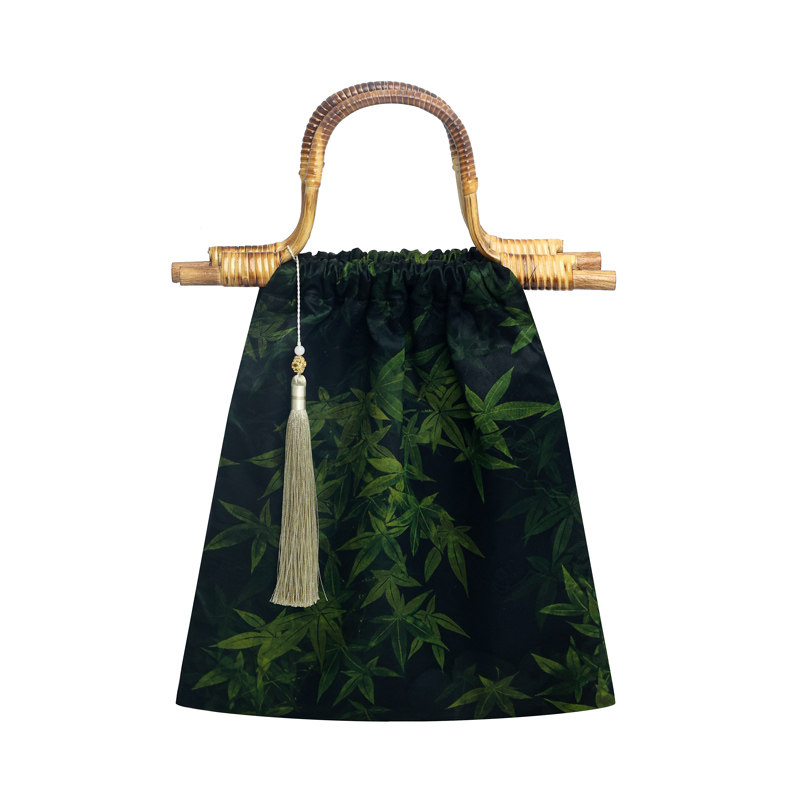 雅集旗袍竹节文艺香云纱竹节包