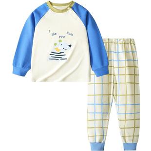 MQDMINI童装男童保暖内衣套装宝宝秋季2025新款儿童全棉睡衣睡裤