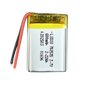 702535聚合物小锂电池3.7V 600mAh 可充电软包电池带保护板引出线