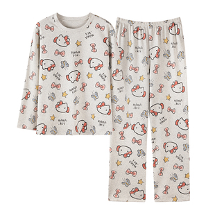 卡之恋长袖睡衣女款春秋季加厚纯棉可爱学生卡通动漫长裤家居服冬