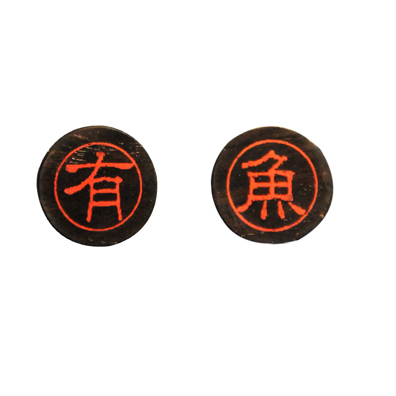 大鱼海棠朱砂纯银刻字耳钉