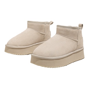 厚底雪地靴女款2025新款冬季女鞋加绒加厚棉鞋真皮保暖内增高鞋子