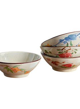 中式陶瓷水墨风釉下彩高颜值饭碗
