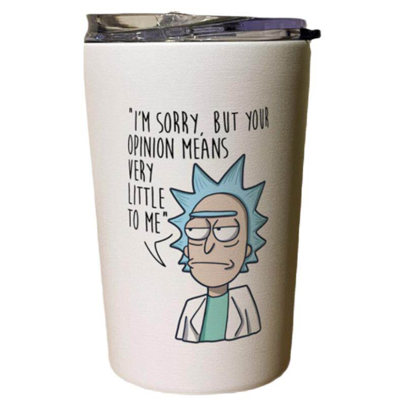 Rickandmorty瑞克和莫蒂你的意见关我屁事保温咖啡随手杯子男女生
