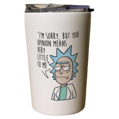 Rickandmorty瑞克和莫蒂你的意见关我屁事保温咖啡随手杯子男女生