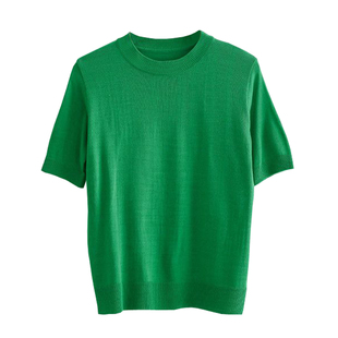 半高领短袖针织衫女夏季2024新款洋气中袖打底衫薄款宽松半袖上衣