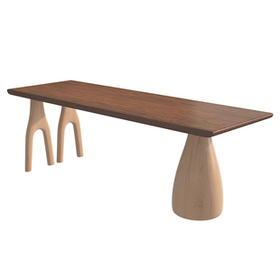 侘寂风白蜡木胡桃木实木茶桌椅组合设计师书桌一体两用茶台新中式