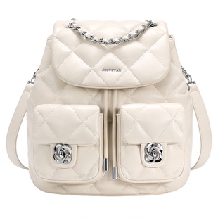 欧时纳华夫口袋双肩包女2025新款高级感菱格通勤旅游轻便小背包