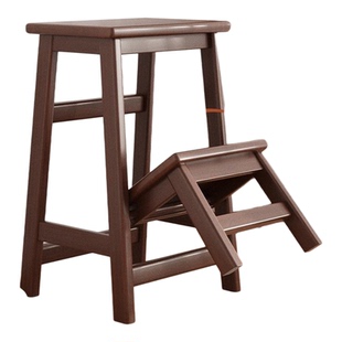 两用梯凳折叠凳实木多功能二合一家用厨房登高两层高凳子台阶凳