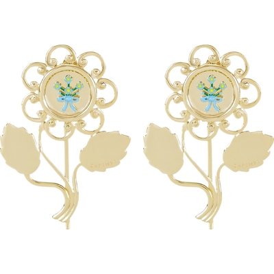 【新年礼物】SHRIMPS女士黄色金属复古夹扣式耳环