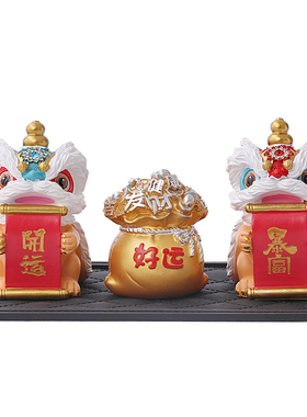 2025新款汽车车载中控台车内装饰摆件高级感小众醒狮舞狮礼物礼品