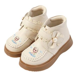 女童靴子冬季公主鞋子真皮新款棉鞋女孩皮靴秋冬洋气冬鞋儿童皮鞋