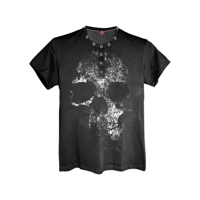 DETW暗黑金属排扣正肩短袖