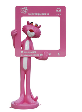 卡通风网红顽皮老虎玻璃钢摆件