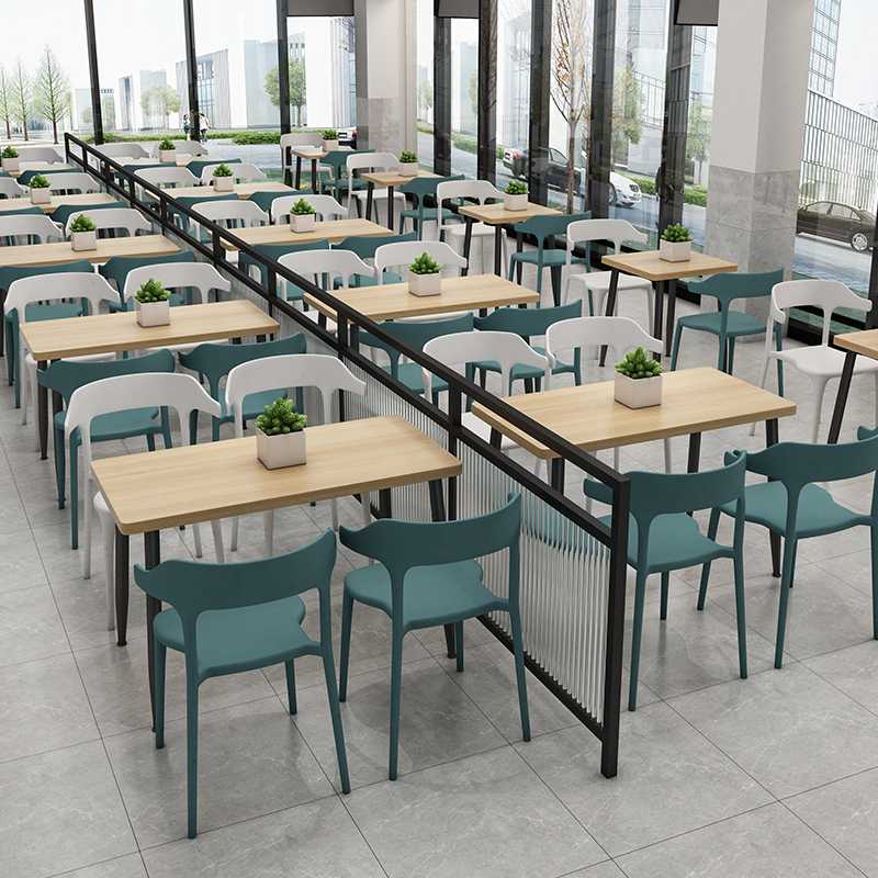 职工食堂餐厅桌椅组合小吃快餐店饭堂商用餐桌面馆长桌夹板木桌子