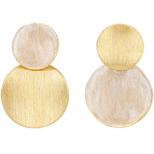 金色耳饰女银耳钉拉丝圆片耳环2025新款爆款高级感独特秋冬耳坠