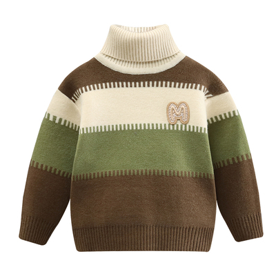 男童高领毛衣一体绒加厚