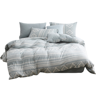 裸睡亲肤天竺棉全棉波西米亚四件套纯棉针织棉提花被套床笠款床品