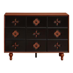 全友家居中古风九斗柜卧室靠墙储物柜床尾置物柜客厅收纳抽屉柜