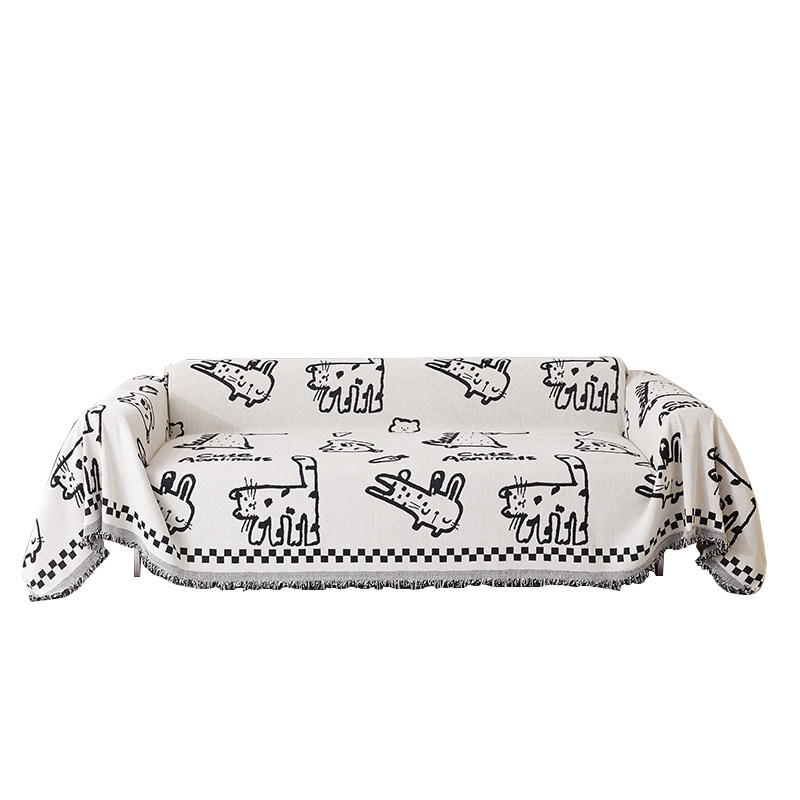 ins简约卡通沙发巾雪尼尔2025款沙发盖布四季通用沙发套罩沙发毯