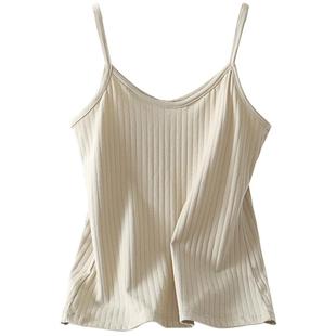 纯色棉质夏防透基础小吊带背心女内搭黑色防走光打底吊带抹胸大码