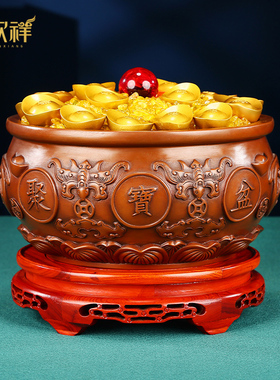 实心紫铜聚宝盆摆件存钱罐米缸乔迁家居客厅装饰品家玄关办公桌新