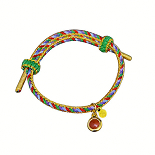 麦玲玲吉庆堂五彩福运绳南红玛瑙手工编织红手绳男女转运护身符