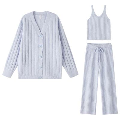 BE女半边绒睡衣三件套冬季