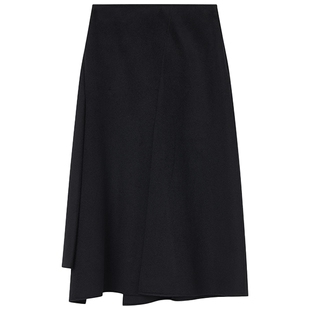 【纯羊毛】LANCY/朗姿2025冬季新款气质中长款高腰A字伞裙半身裙