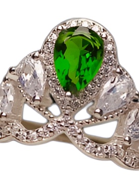 天然透辉石戒指5乘7开口指环