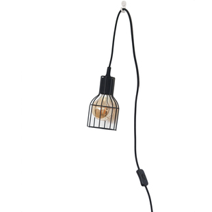 北欧风床头挂灯吊打装饰灯铁艺灯罩LED灯泡书桌垂挂灯搭配网格