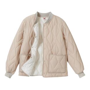 加绒羽绒棉小棉袄女秋冬立领七分袖保暖棉服打底短款中袖棉衣外套