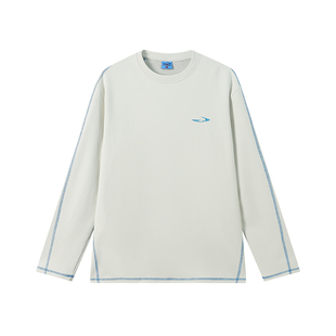 江南先生NewJNXS撞色分割线植绒长袖T恤秋冬抗菌宽松打底上衣男女