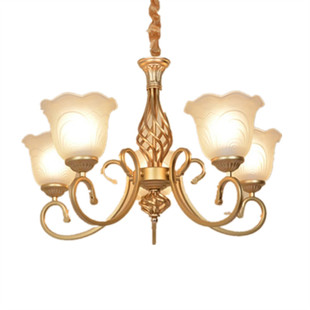 欧式黄铜色铁艺吊灯客厅卧室餐厅门厅简约美式大气灯饰 新款包邮