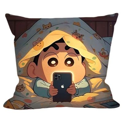 蜡笔小新抱枕方形靠枕可爱少女心枕头房间卧室床头靠垫含芯超软