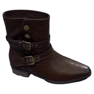 西北风~真皮厚底时装鞋女2025秋新款洋气皮带扣骑士靴西部牛仔靴