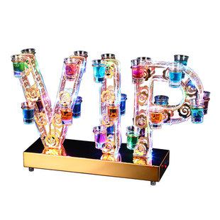 酒吧鸡尾酒架子led子弹杯洋酒香槟一口杯架ktv不锈钢杯架发光杯架