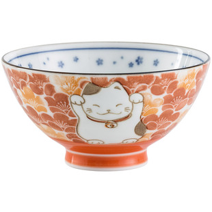 千代源日本进口招财猫陶瓷釉下彩家用餐具饭碗汤碗猫咪家用餐具