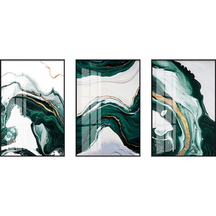 轻奢抽象大理石纹理装饰画个性绿色水纹时尚挂画客厅餐厅玄关壁画