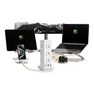 公牛桌面充电站家用多功能立式插座12位多孔排插插线板带过载保护