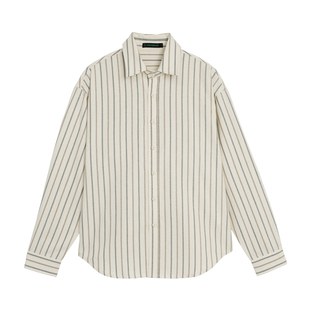 BD健美站老钱风条纹长袖衬衫男士秋季健身轻薄外套透气复古衬衣男