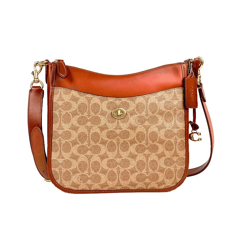 【自营】COACH/蔻驰女士CHAISE斜挎包C8487-B4NQ4棕黄色锈红色