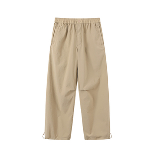 BENPANDA 简约撞色拼接休闲裤男抽绳直筒宽松长裤2026春季新款
